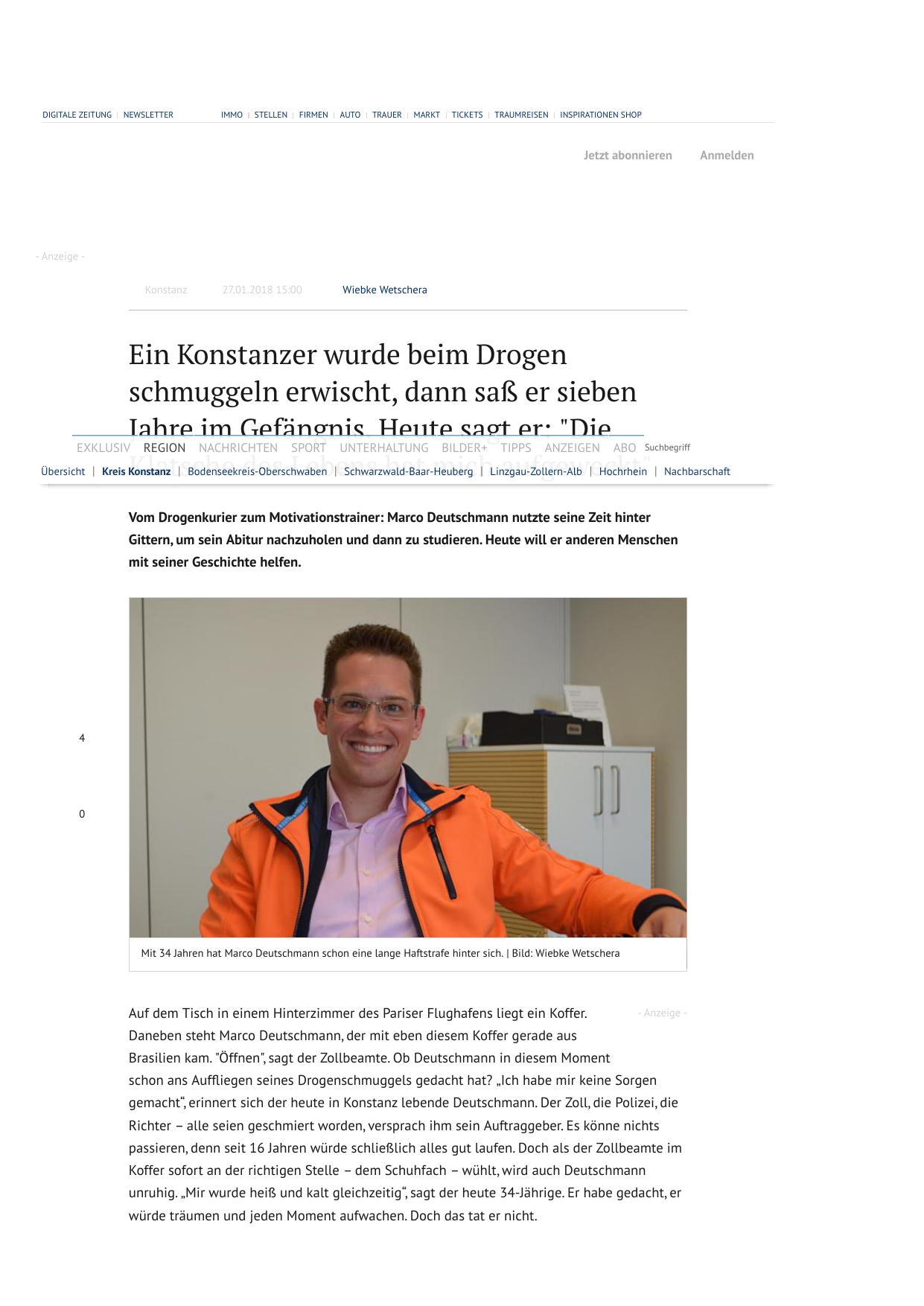 Ein Konstanzer wurde beim Drogen schmuggeln erwischt, dann saß er sieben Jahre im Gefängnis. Heute sagt er -Die Klatsche des Lebens hat mich aufgeweckt- SÜDKURIER Online