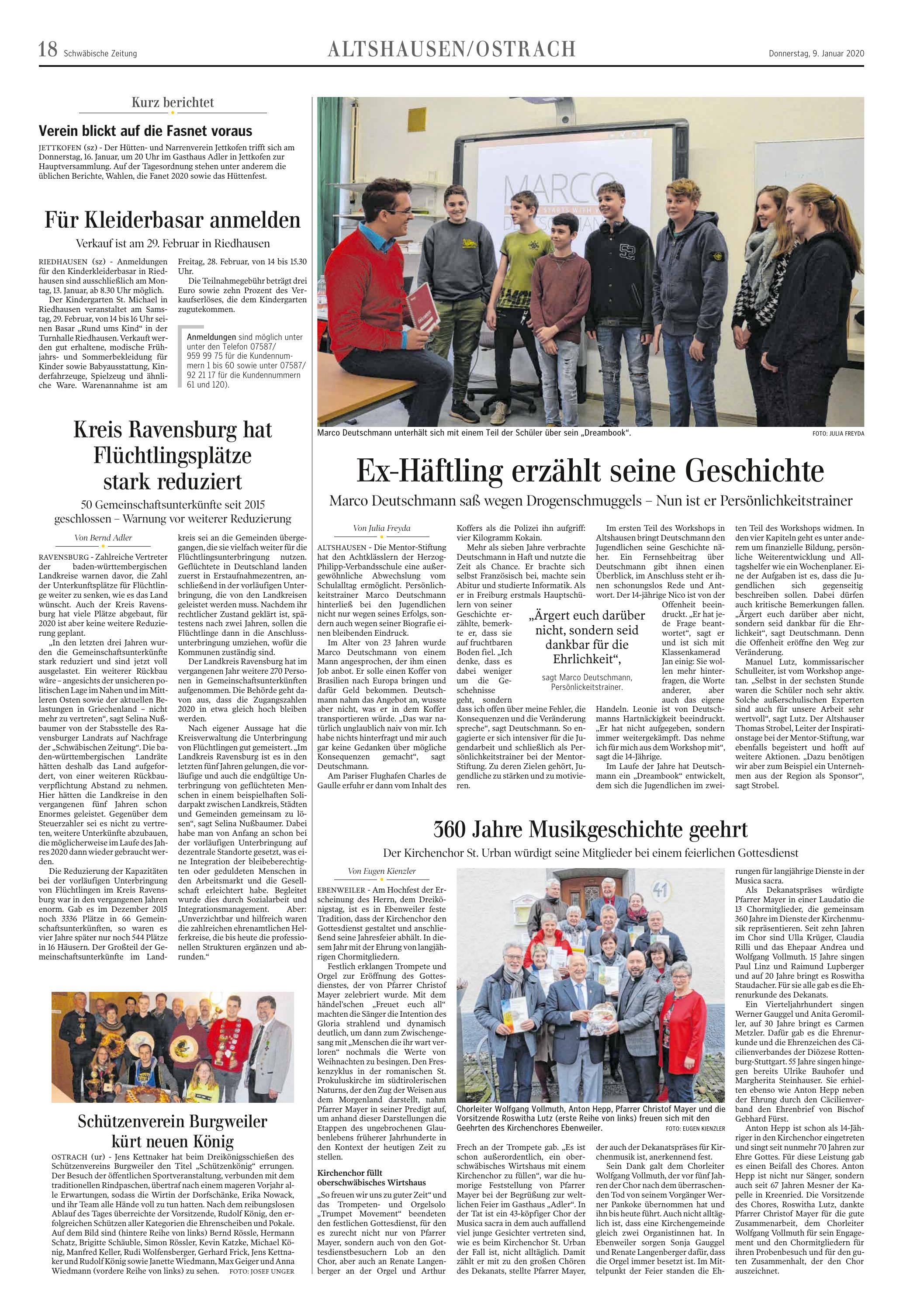 Schwäbische Zeitung – Althausen – Januar 2020